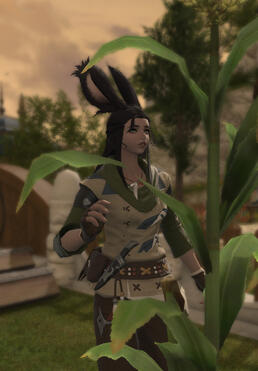 Tending her gardens.